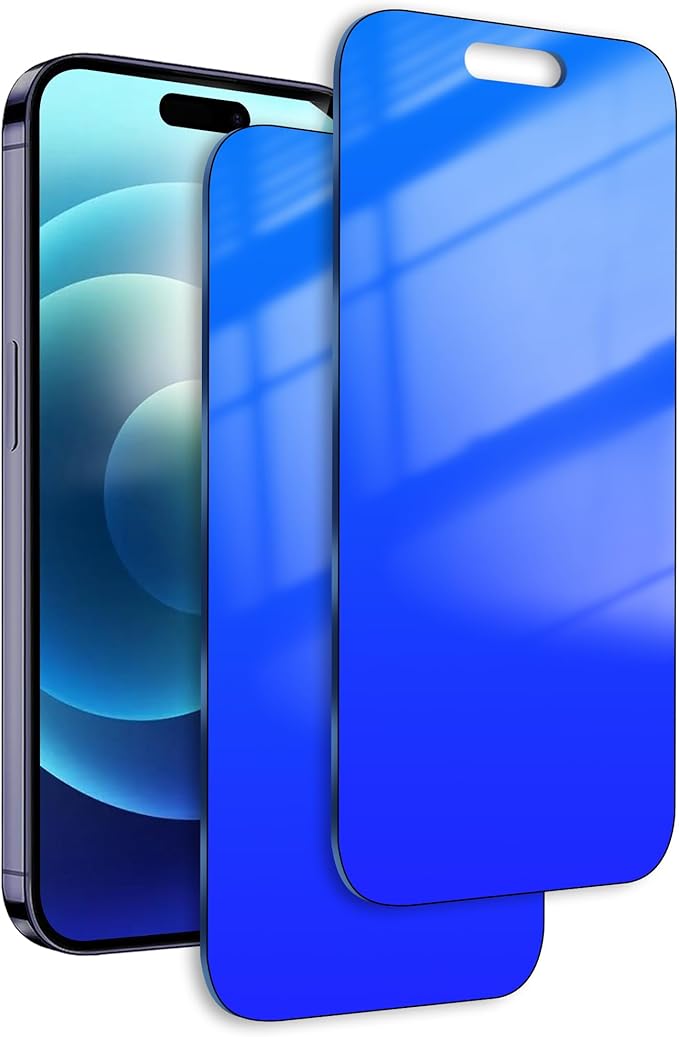 2 Pack for iPhone 15 Pro Privacy Screen Protector Gradient Colorful for iPhone15 Pro Anti-Spy Tempered Glass Full Coverage Anti Bluelight Easy Installation Frame (6.1 inch Blue)