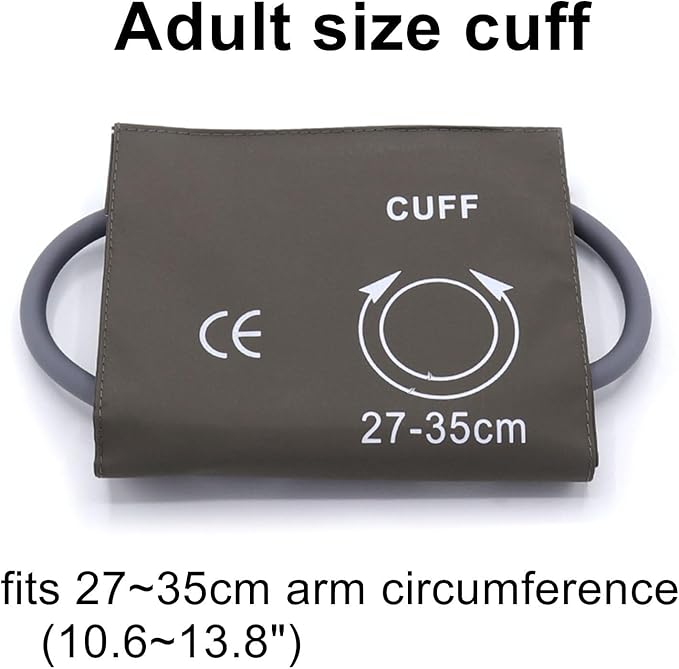 Blood Pressure Cuff with Dual Tubes for Adult 27-35 cm, Reusable PU Brown Replacement Blood Pressure Cuff, No BP Connector