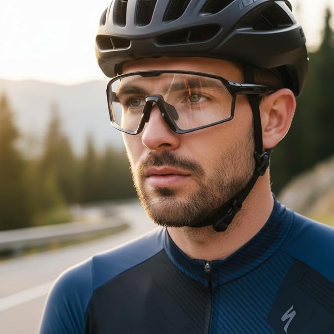 BangLong Photochromic Cycling glasses for Men Women, Clear Running MTB Sunglasses UV Protection