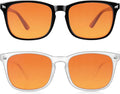2 Packs Professional Sleep Glasses with 98.7% Blue Light Blocking Dual AR Coatings Amber Lens, Computer Gaming Glasses for Men Women, Anti Fatigue & Eye Strain
