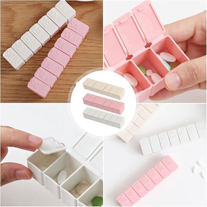 DOITOOL Weekly Pill Organizer 7-Day Portable Single Row Medicine Storage Case Travel Pill Box Lightweight Creative Piano Keyboard Design