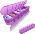 2 Layers Weekly Pill Organizer 2 Times a Day, Travel Medicine Pill Organizer, Pill Box Case 7 Day AM PM BPA-Free, Pill Container for Vitamins, Fish Oil, Supplements and Medication, Purple