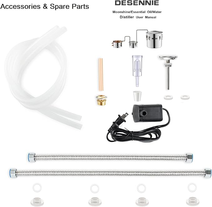 Distilling Kit Shine Still Home Brewing Distillery Kit 8 Gallon with Stainless Pot and Thumper Water Pump Copper Coil for Wine Making DIY Whisky Brandy Vodka