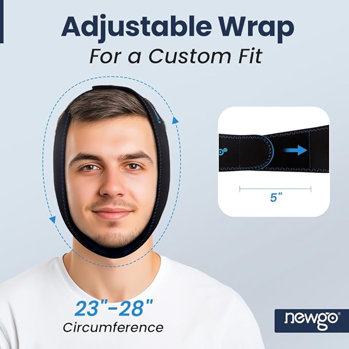 NEWGO Wisdom Teeth Ice Pack Head Wrap for Face Oral Surgery, FSA Eligible, Jaw Ice Pack for Face with 4 Hot Cold Gel Pack for TMJ, Tooth Extraction, Tonsillectomy Recovery