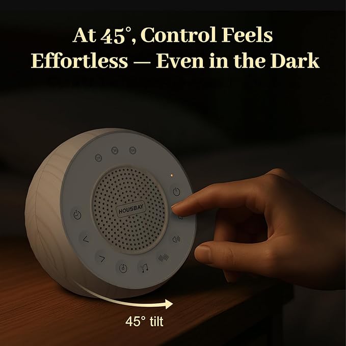 Housbay White Noise Sound Machine for Sleeping, 35 Soothing Sounds, Small Sleep Machine for Adults, Wood Grain Design for Bedroom & Noise Canceling