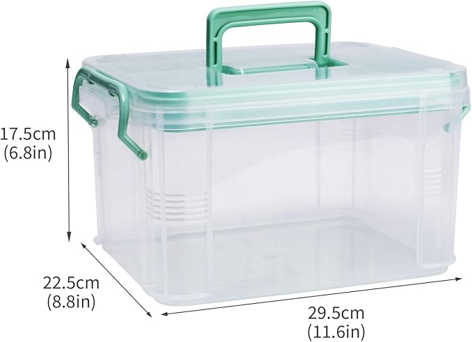 Clear Medicine Organizer Storage Box with Tray and Handle,Plastic First Aid Box with Weekly (7-Day) Daily Pill Case,College Medicine Kit for Dorm,Medication Storage Containers