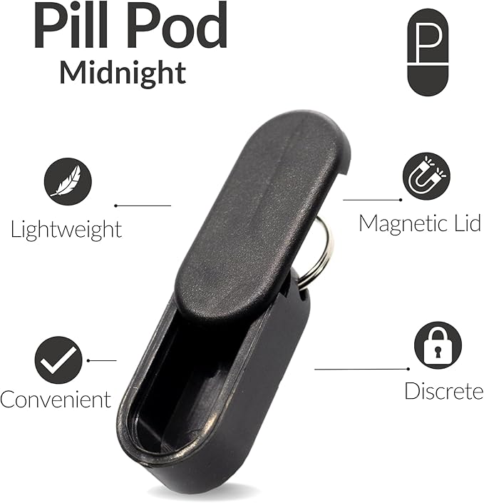 Micro Magnetic Keychain Pill Holder 3-Pack - Compact, Durable, Lightweight with Sleek Minimalist Design - Secure, Discrete, Portable Pill Holder Keychain (Luxe 3-Pack)
