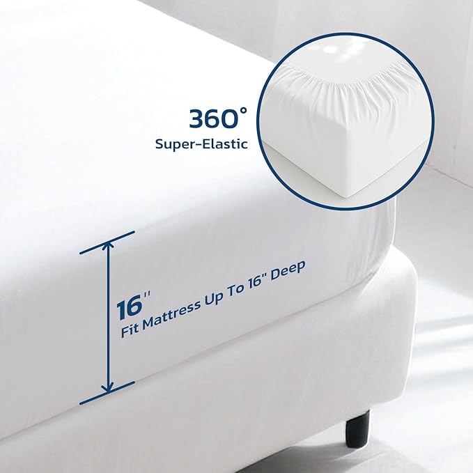 Degrees of Comfort Coolmax® Cooling Bed Sheets Split King Size for Hot Sleepers, Moisture Wicking Sheet Set for Night Sweats, 16" Deep Pocket, Ultra Soft, Cozy for All Seasons, White 5 Pieces