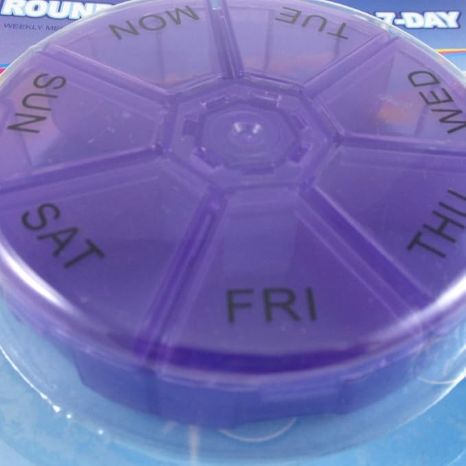 1 Round 7 Day Pill Box Medicine Organizer Daily Weekly Medication Holder Travel