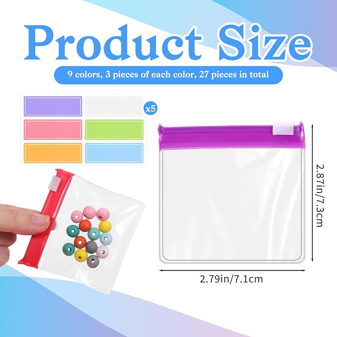 27 Pcs Pill Pouch Bags Small Reusable Zippered Pill Case Travel Medicine Storage Organizer Portable Self Sealing Compact Packets with Slide Lock Sticker for Qtips Items