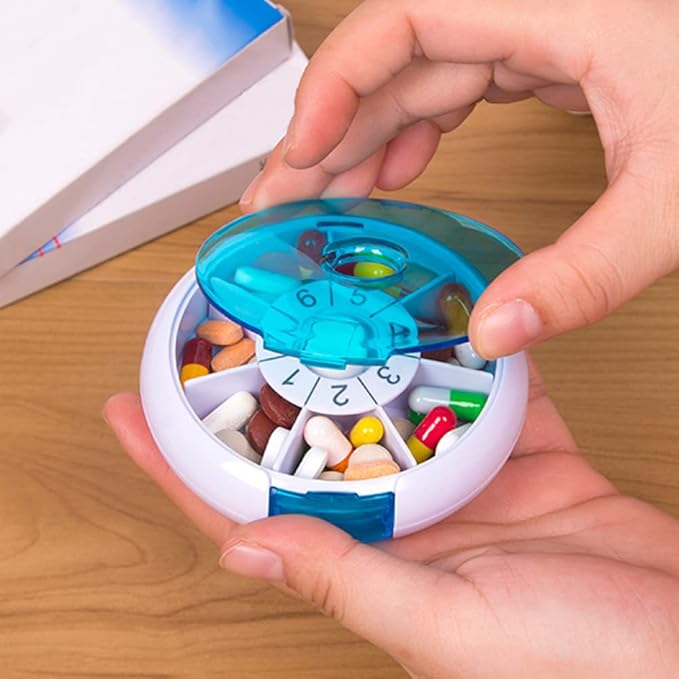 Pill Organizer,Weekly Pill Box, Pill Case, Medicine Organizer for Vitamins, Fish Oils or Supplements,Blue