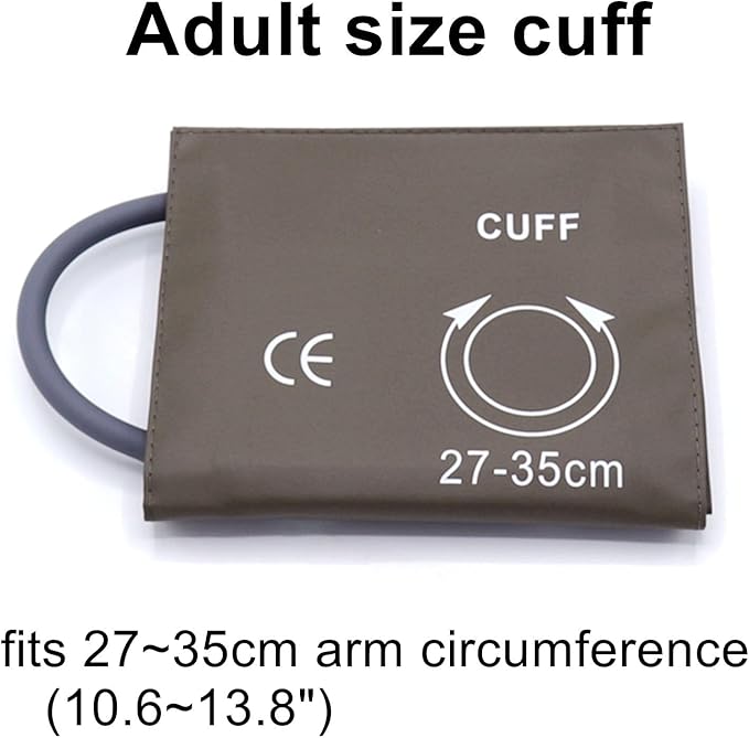 Blood Pressure PU Cuff with Single Tube for Adult 27-35 cm, Reusable Brown Replacement NIBP Cuff, No BP Connector