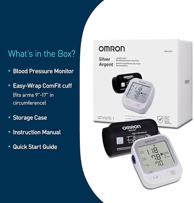 OMRON Silver Blood Pressure Monitor for Home Use & Upper Arm Blood Pressure Cuff - #1 Doctor & Pharmacist Recommended Brand - Clinically Validated - Connect App