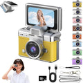 Mini Keychain Digital Camera Retro Mini Digital Video Camera Small bodycam 1080P FHD Recording with 0.96" IPS Screen with 6 Retro Filters AVI Format-Ideal for Phone Transfer (Yellow, 128G)