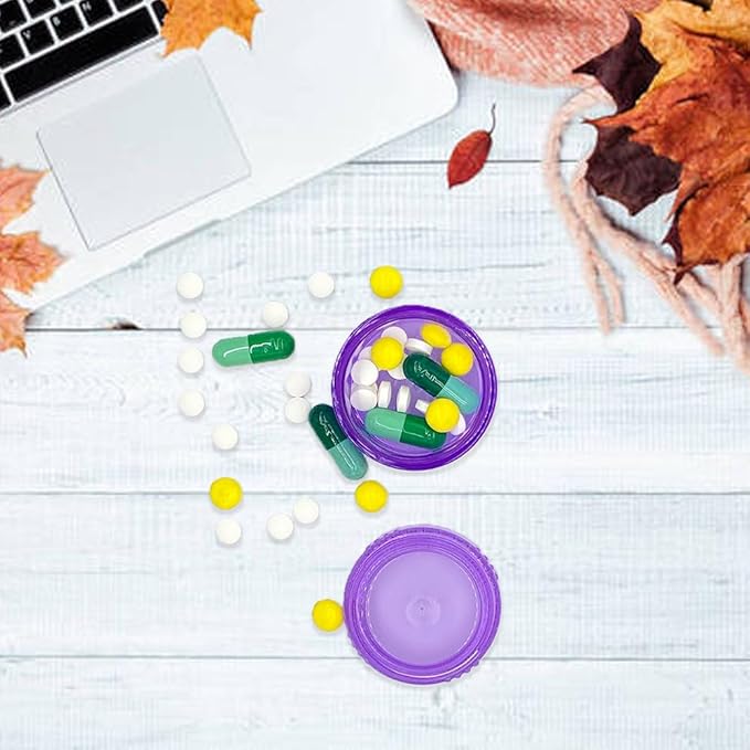 HaiSea Weekly Travel Pill Planner-Monthly Pill Organizer, Daily Month Pill Box-Separate AM/PM Compartments Colors Vary (Purple)