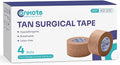 Conkote Tan Paper Surgical Tape 1" x 10 Yards, Hypoallergenic Medical Tape, 4 Rolls