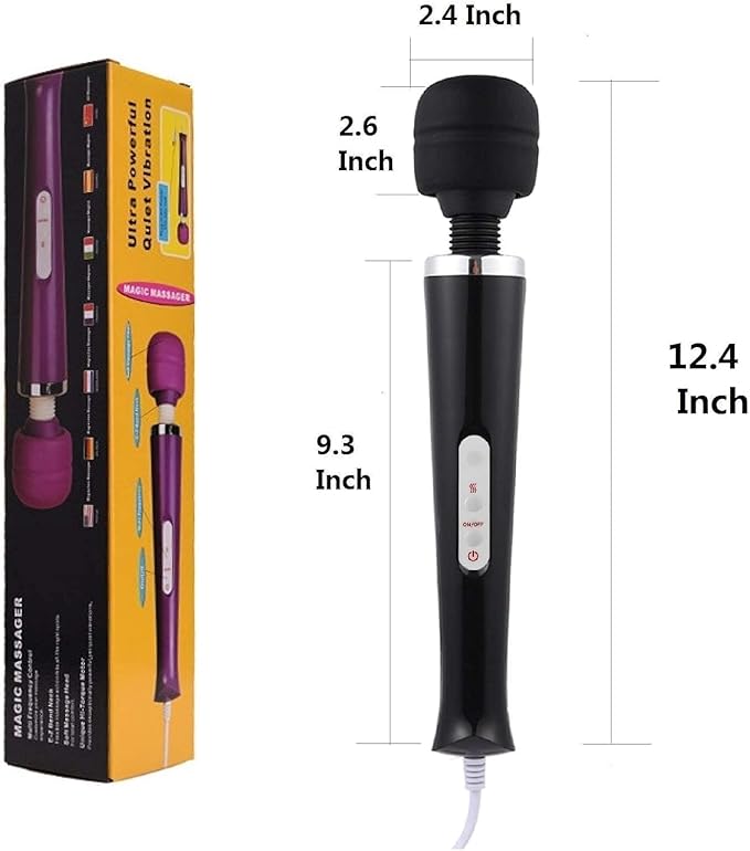 Massager Big Tool Deep Tissue Body Massager for Muscle Relief Back Neck Hand Foot Leg Arm Massage Powerful Handheld Tool for Women Muti Speeds (Black Big)