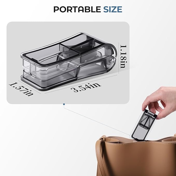 2-Pack Pill Cutter for Small or Large Pills – Professional Pill Splitter with Sharp Stainless Steel Blade, V-Shape Holder & Doubles as a Pill Organizer – Not Suitable for Tiny Pills