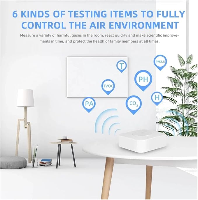 Tuya ZigBee/WiFi Air Quality Detector PM2.5 Formaldehyde VOC CO2 Temperature Humidity 6in1 Smart Air Box Sensor Via Alexa Google(Zigbee Version 6in1)