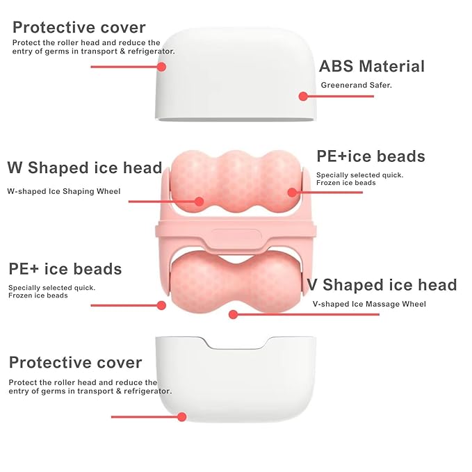 Ice Roller for Face Women 2 in 1 Face & Eye Cooling Massage Roller for Puffiness, Skin Tightening & Migraine Relief – Reusable, Portable Tool (Pink)