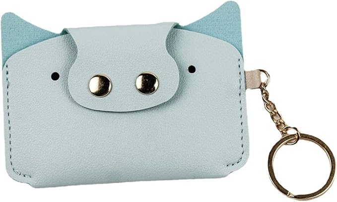 Birth Control Pill Case/Wallet PU Leather Medicine Holder Cute with Keychain (Light Blue)