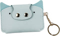 Birth Control Pill Case/Wallet PU Leather Medicine Holder Cute with Keychain (Light Blue)
