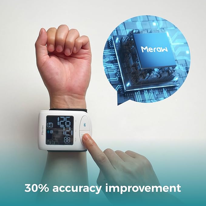 Blood Pressure Monitor Adult Cuff, Blood Pressure Cuff Monitor Wrist, Blood Pressure Machine Home Use 5.3-8.5" Irregular Heartbeat Monitoring APP Automatic Bluetooth High Accuracy Aspen White