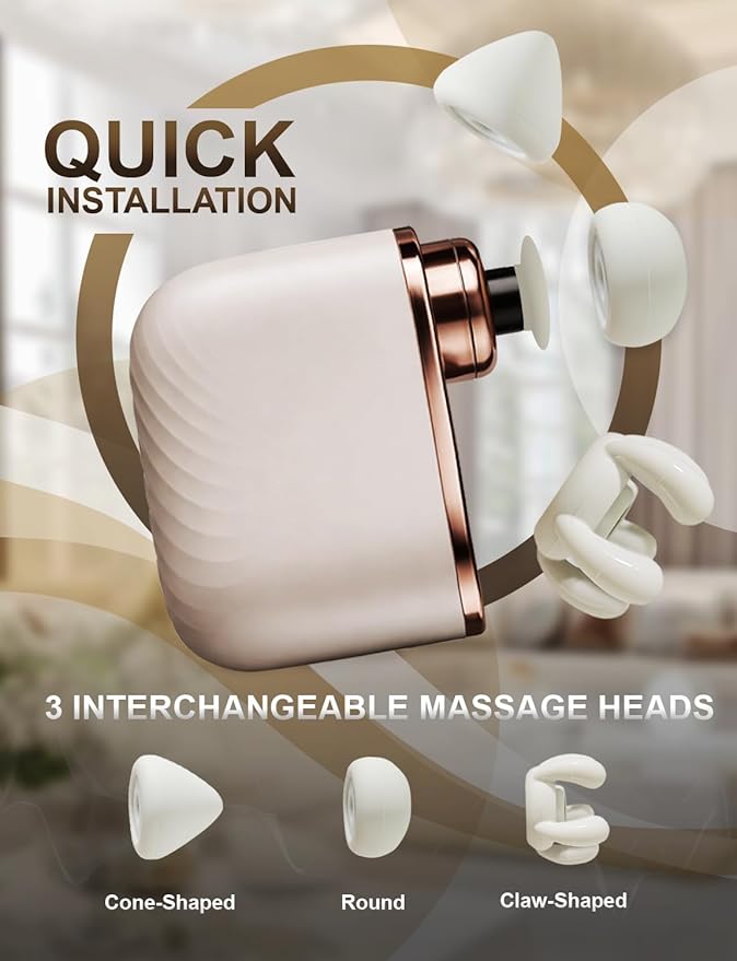 Mini Massage Gun - Small Handheld Muscle Massager with Percussion Deep Tissue, 5 Adjustable Vibration Frequency & 3 Interchangeable Heads - Portable Pocket Massage Gun for Gym, Travel, Office