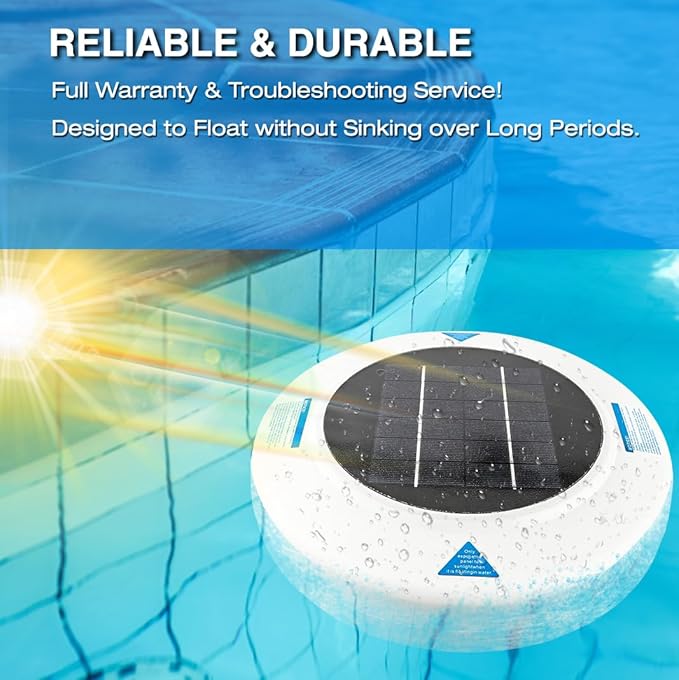 Solar Pool Ionizer – Floating Sun-Powered Water Clarifier with Heavy-Duty Copper Anode & Large Solar Panel, for Pools Up to 45,000 Gallons