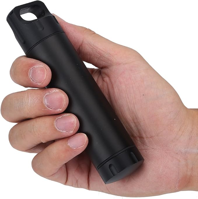 Milltrip Aluminum Alloy Container, Metal Holder Bottle Outdoor Single Chamber Storage Box Mini Container (Black)