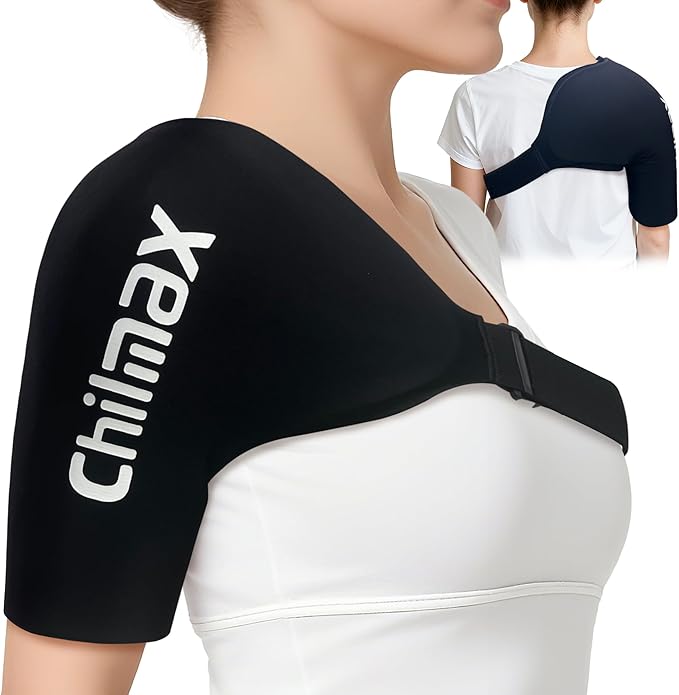 Shoulder Ice Pack Rotator Cuff and Arm Cold Therapy,Reusable Hot Gel Wrap,Instant Relieve Shoulder Pain, Fatigue, Sports Injury, Surgery Recovery Gifts for Men & Women (Standard Black)