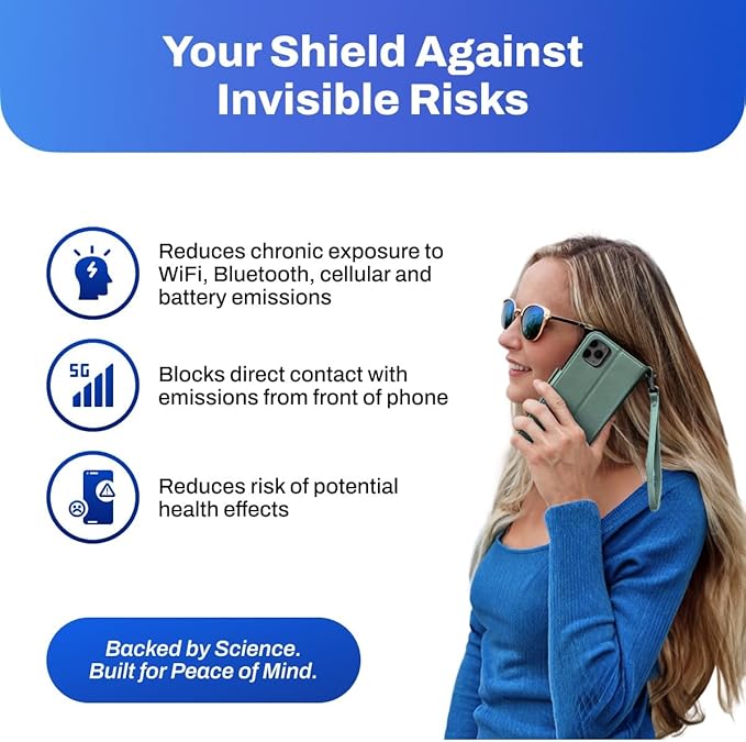 DefenderShield EMF Phone Case Blocker Compatible with iPhone 16 Pro - Full-Spectrum Anti Radiation Cell Phone Case to Reduce Wireless Signals & Battery Emissions - iPhone EMF Blocker (Sage Green)