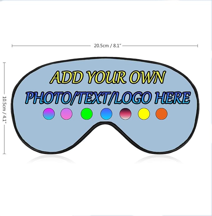 Personalized Eye Mask, Custom Eyeshade Blindfold Add Your Design Image Text Customized Eye Cover with Adjustable Strap for Sleeping Travel Work Naps Blocks Light, Wathet