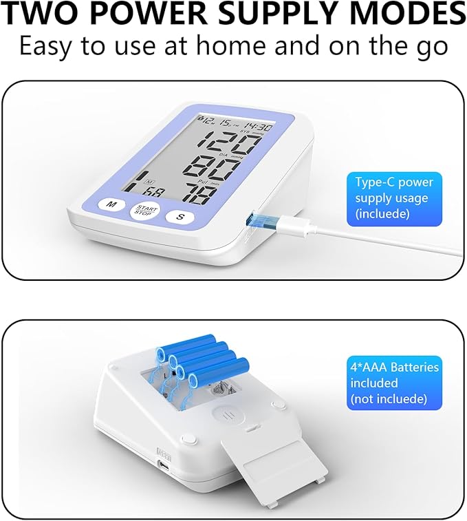 Automatic Upper Arm Blood Pressure Monitor for Home Use, Digital BP Machine with 9-17 inch Large BP Cuff, 2 User Mode, 2X500 Sets Memories,Purple