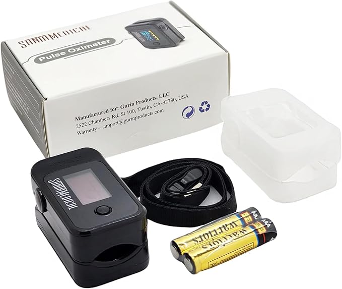 Santamedical Dual Color OLED Pulse Oximeter Fingertip, Blood Oxygen Saturation Monitor (SpO2) with Case, Batteries and Lanyard