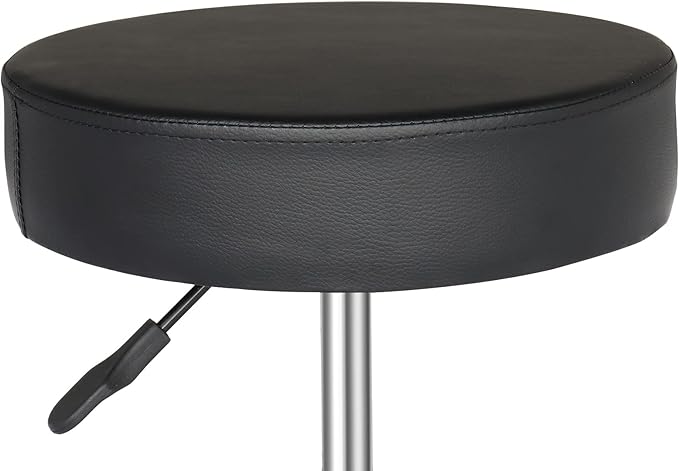 Round Rolling Bar Stool PU Leather with Wheels and Foot Rest, Height Adjustable Task Work Chair for Salon Spa Office Chairs