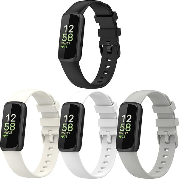 (4 Pack) Bands Straps Intended for Fitbit Inspire 3 Health & Fitness Tracker, Colorful Comfortable Flexible Silicone Band Rubber Strap Wristbands Sports Accessories for Inspire 3