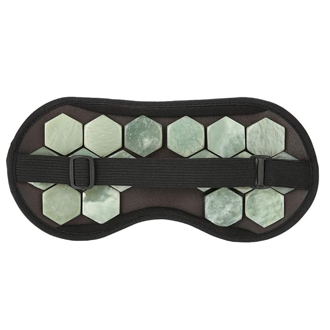Megnetic Sleeping Eye Mask, Soft Adjustable Jade Stones Eye Masks Magnet Therapy Eyeshade Eye Cover Masks for Sleeping Travel Naps, Home, Hotel(Green)