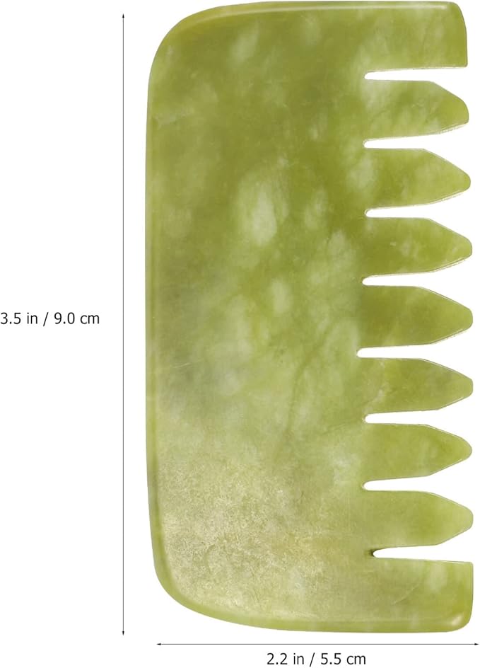 Healifty Jade Gua Sha Comb for Scalp Massage and Hair Care 3.5 Inch Natural Jade Scraping Tool for Facial and Body Relaxation Multi-Functional Crystal Hair Comb