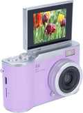 48MP Digital Camera, 1080P Video Camera, 8X Zoom, 2.4 Inch HD Flip Screen, LED Fill Light, Long Battery Life, with Multiple Functions for Entertaining Photography (Purple)