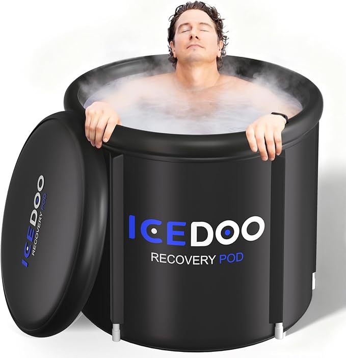 Upgrade XL Ice Bath Tub for Athletes, 119 Gallons Hot & Cold Plunge Tub with Cover for Recovery, Cold Water Therapy, Multiple Layered Portable Hot Tubs for for Home, Gym & Outdoor