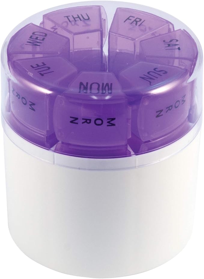 Apex Pill Container Desktop Pill Organizer A Compact Pill Planner with 4 Times a Day Pill Removable Compartments Assorted Colors, White and Blue, 1 Count