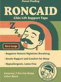 Roncaid Chin Lift Support Tape for Sleep - Black - 7 Pre-Cut Strips - Hypoallergenic, Latex-Free - Natural Nighttime Breathing Support (Xtra Large)