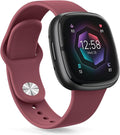 AK Silicone Bands Compatible with Fitbit Versa 4 & Sense 2 Bands for Women & Men, Soft Straps Replacement Wristbands for Fitbit Versa 3 & 4 / Sense & 2 Smart Watch (Wine Red)