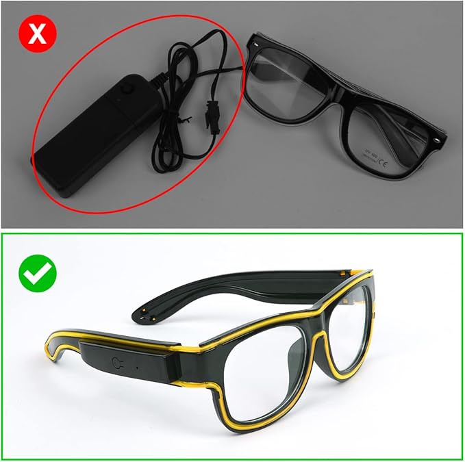 Ainiv Wireless Light Up Glasses 3 Modes LED Luminous Glasses Glow in the Dark for Parties, DJ, EDM, Halloween, Christmas