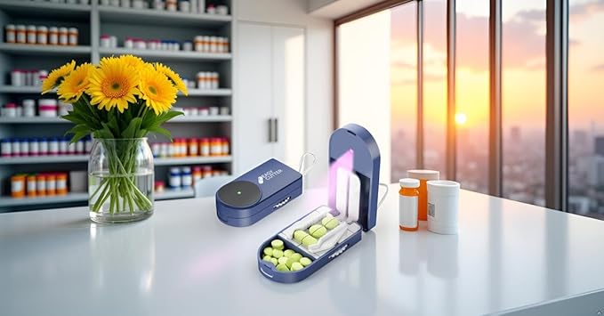 Pro U | V C-Pill Cutter & Organizer - Luminescent LED Status Light | 3-25mm Adjustable Blades | Splinter-Free Cutting | Detachable Washable Compartment for Elderly-Mom (Blue)