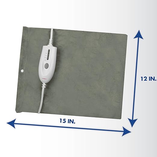 TheraCare Deluxe Heating Pad | Moist & Dry Heat | Four-Heat Settings | Sore Muscles | Soothing Warm Relief | Personal Size 12” x 15” | Safe, Automatic Shut Off