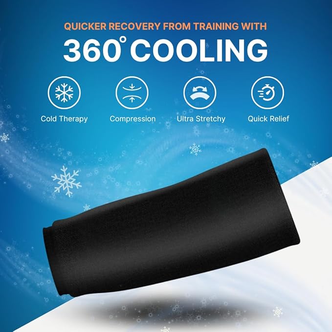 NatraCure Cold Compression Sleeve - Reusable Ice Sleeve, Knee Sleeve, Elbow Compression Sleeve, Knee Ice Pack - Arm, Forearm, Wrist, Meniscus, Tennis Elbow Brace for Men or Women, ACL, MCL - Medium
