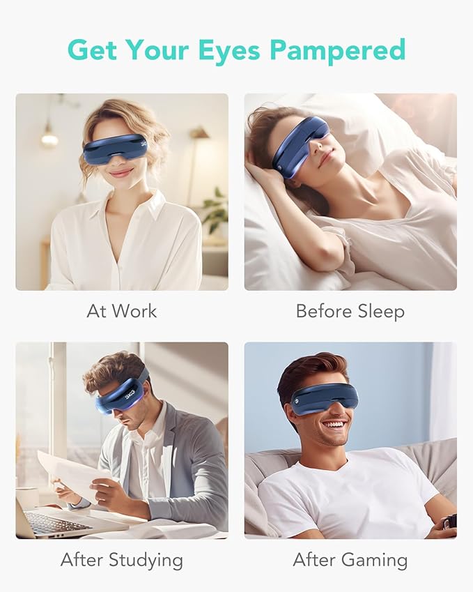 SKG Eye Massager with Heat, Bluetooth Heated Eye Massager for Relief with Vision Window Music, Soothing Eye Care to Relax Eyes, Best Gifts for Women Men