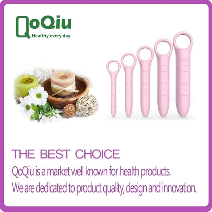 Silicone Dilators for Pelvic Floor for Women with Fine Scales, 5-Pack Pink with Storage Bag, Pelvic Wand Massager, Pelvic Floor Muscle Trainer, Pelvic Floor Strengthening Device